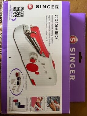 Singer Stitch Sew Quick Handheld Cordless Sewing Machine - White & Red